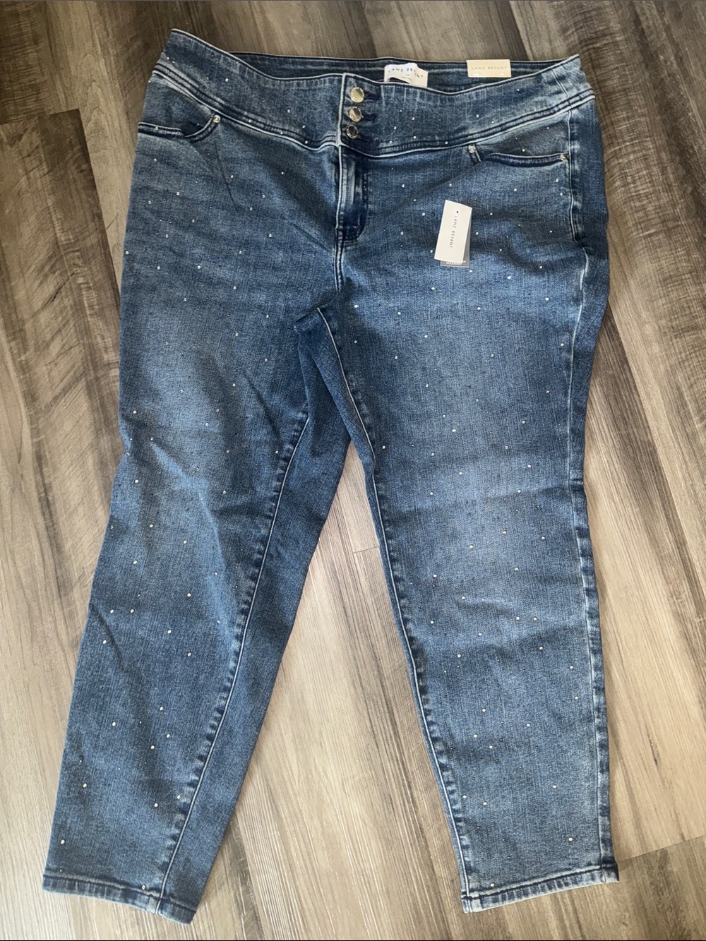 NEW Lane Bryant $90 Pull-On High-Rise Embellished Knockout jeans 22 petite NWT